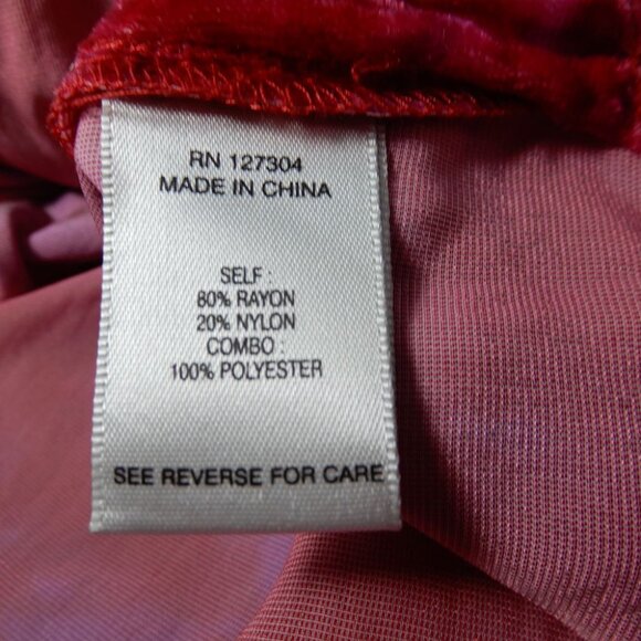 JOHN MARK Point Collar Button Front Tunic Top Size S Red Pink Tie Dye Velvet NEW - Picture 8 of 8